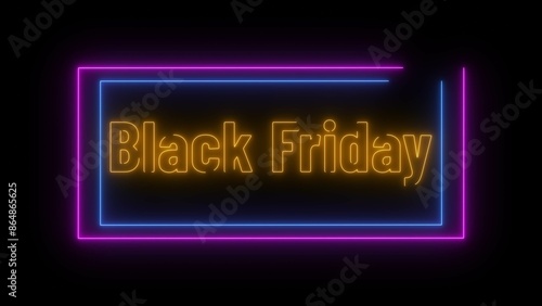 Abstract Neon Black Friday Sell Post Background illustration.