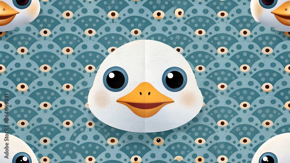 Obraz premium cute face seagull bird seamless pattern background illustration with high detailing