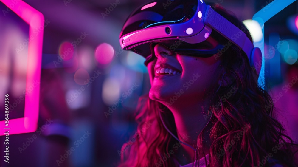 An immersive advertisement for a new virtual reality headset, demonstrating various VR experiences, from gaming to travel to educational content, with close-ups of the headset and users' reactions An immersive advertisement for a new virtual reality headset, demonstrating various VR experiences, from gaming to travel to educational content, with close-ups of the headset and users' reactions
