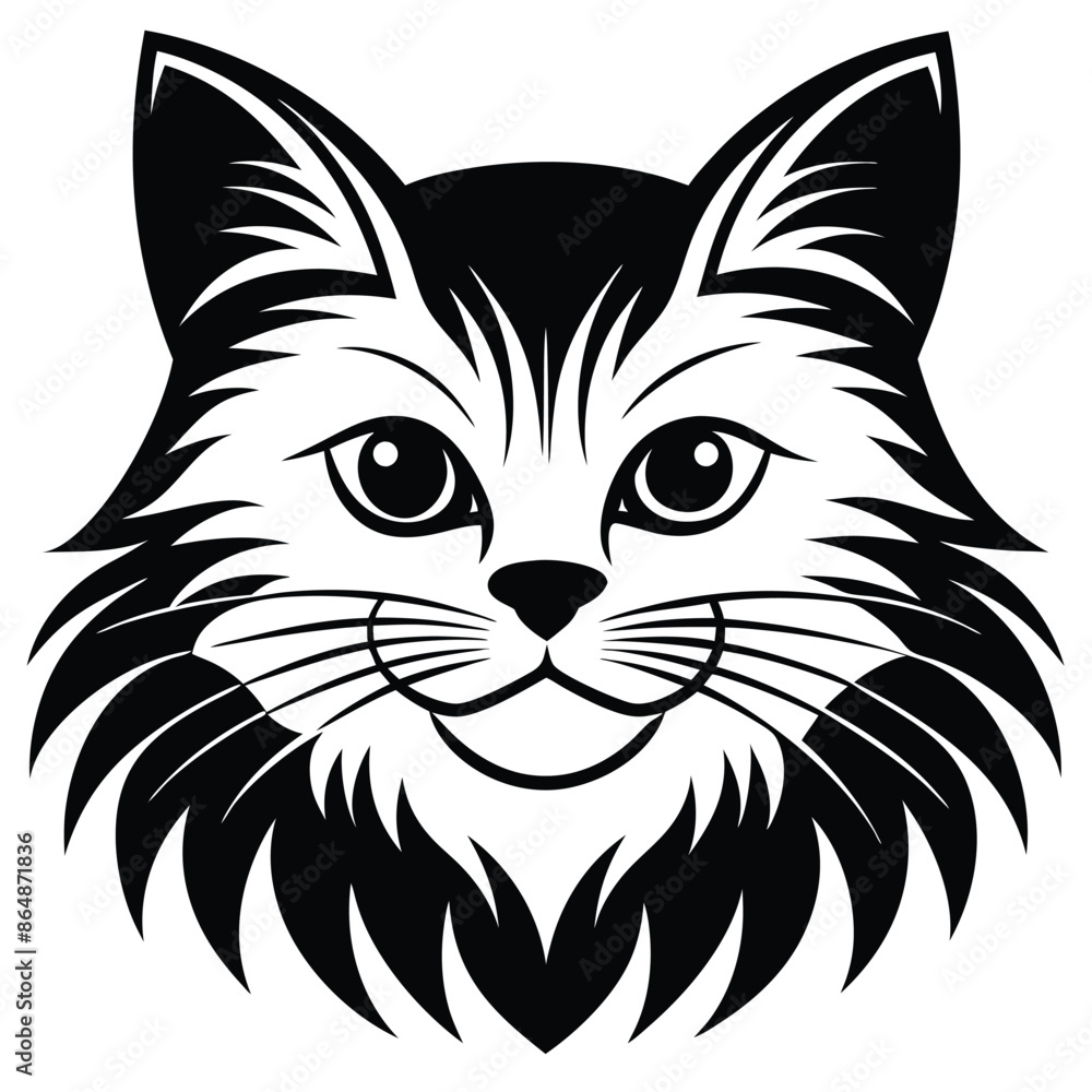 Fototapeta premium Vector of a cat face design on white background. Pets, Animals.