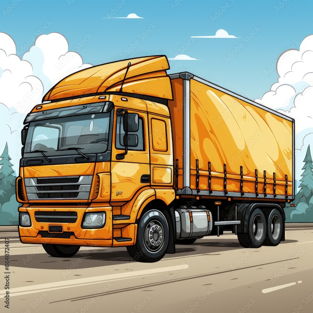 Isolated Vector Illustration of a Commercial Truck in Light Colors Isolated Vector Illustration of a Commercial Truck in Light Colors