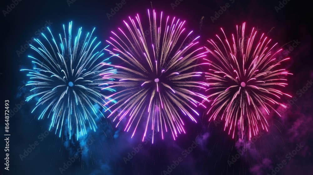 Vibrant fireworks display in the night sky Vibrant fireworks display in the night sky