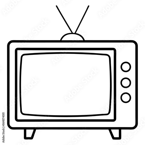 tv outline coloring book page line art illustration digital drawing
