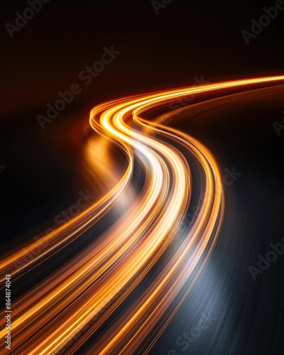 Blurred motion of speeding cars on a highway at night © Balaraw