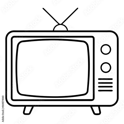 tv outline coloring book page line art illustration digital drawing