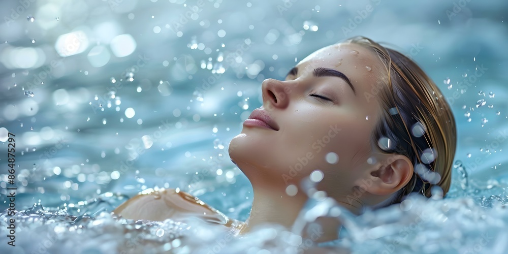 AI-generated image of a woman enjoying a spa treatment with water splashes. Concept Spa treatment, Relaxation, Water splashes, Facial mask, Beauty care AI-generated image of a woman enjoying a spa treatment with water splashes. Concept Spa treatment, Relaxation, Water splashes, Facial mask, Beauty care