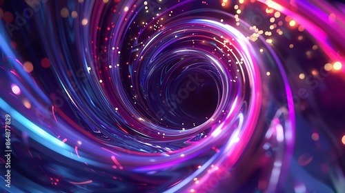 Colorful swirl elements with neon led illumination Abstract futuristic background : Generative AI
