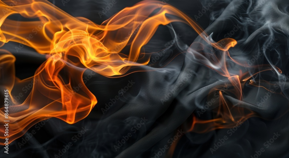Fiery Smoke Swirls Against Dark Background Fiery Smoke Swirls Against Dark Background