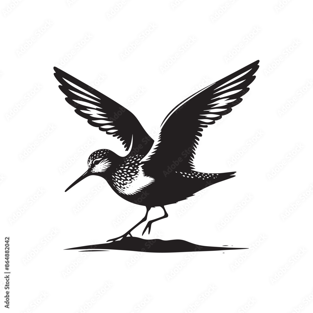 Obraz premium Sandpiper Bird Silhouette - Sandpiper Bird Vector - Minimalist Bird Design.