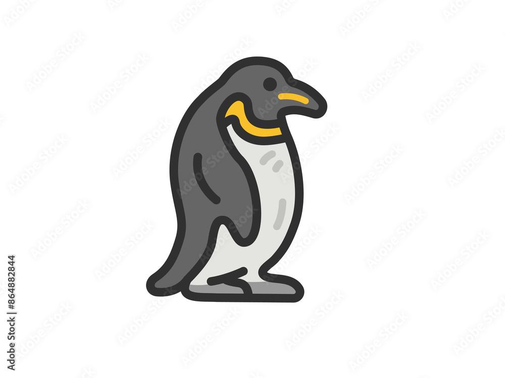 Obraz premium ペンギンのアイコン(線画カラー)のイラスト