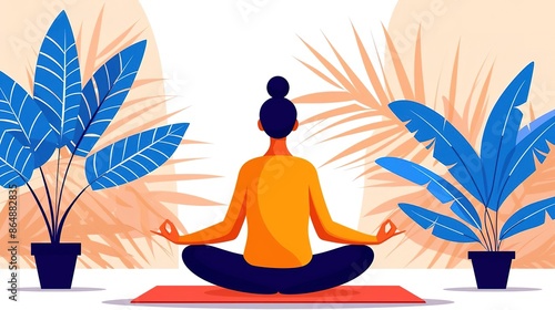 Wallpaper Mural Woman meditating in lotus position surrounded by plants. Torontodigital.ca