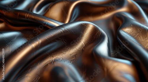 Close-up shot of the glossy finish of faux leather fabric, 8K, Full HD. photo