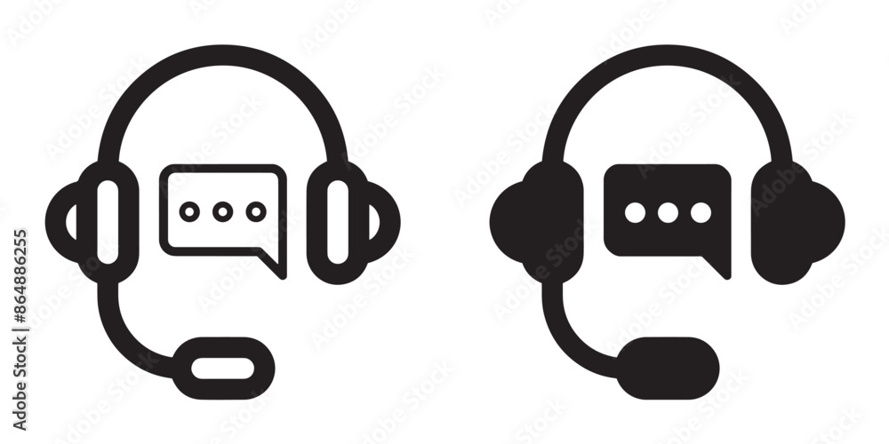 Customer service editable stroke and solid web icon set. Support chat icon. Customer service icon vector illustration. Customer service editable stroke and solid web icon set. Support chat icon. Customer service icon vector illustration.