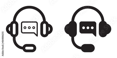 Customer service editable stroke and solid web icon set. Support chat icon. Customer service icon vector illustration.