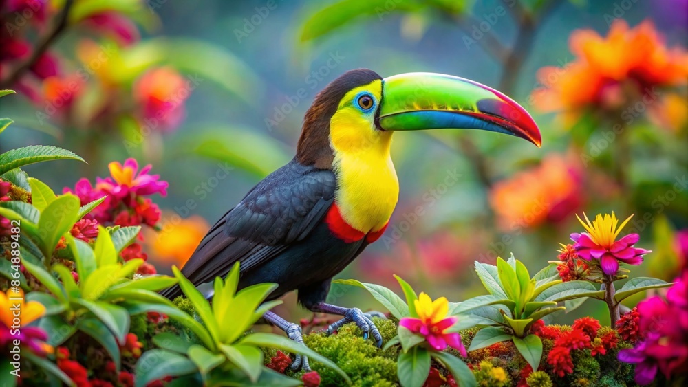 Fototapeta premium Keel billed Toucan Tropical Paintbrush bird