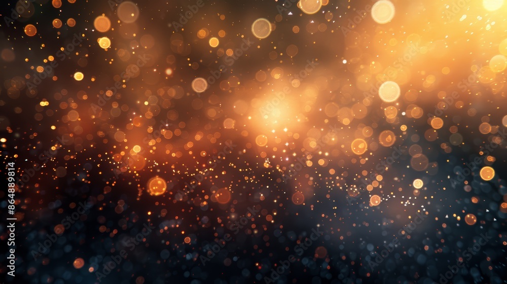 Fototapeta premium Abstract background with warm, glowing lights and bokeh effect. Ideal for festive, celebratory, or magical designs.