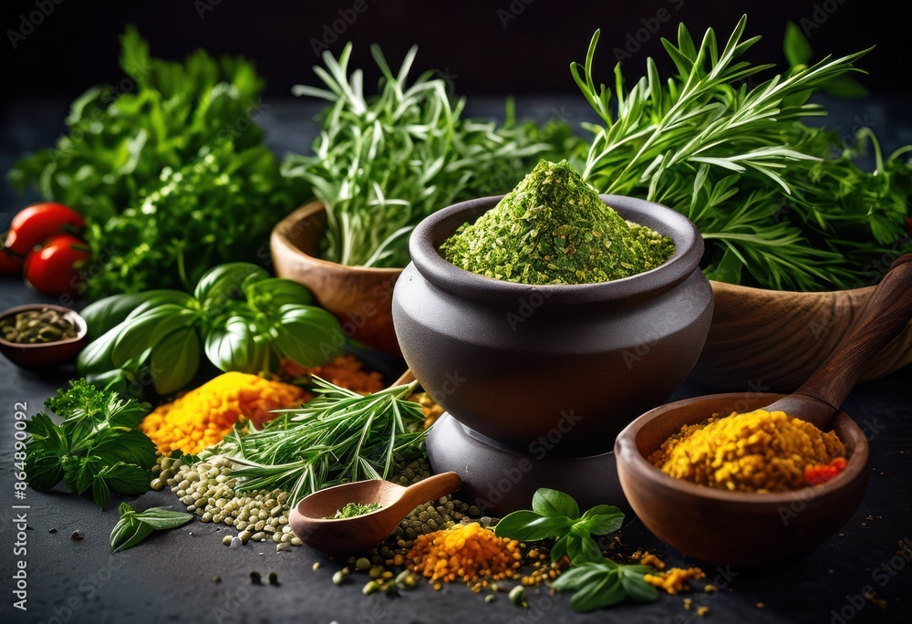 crushing fresh herbs mortar aromatic culinary ingredient preparation, basil, chives, cilantro, garlic, parsley, recipe, rosemary, thyme, cooking, seasoning crushing fresh herbs mortar aromatic culinary ingredient preparation, basil, chives, cilantro, garlic, parsley, recipe, rosemary, thyme, cooking, seasoning