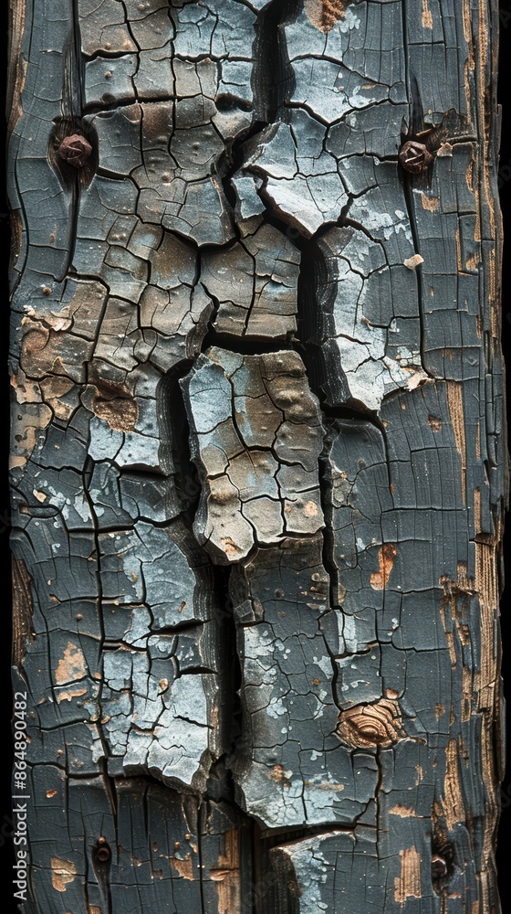 Obraz premium Close-up view of cracks in a weathered wooden fence.