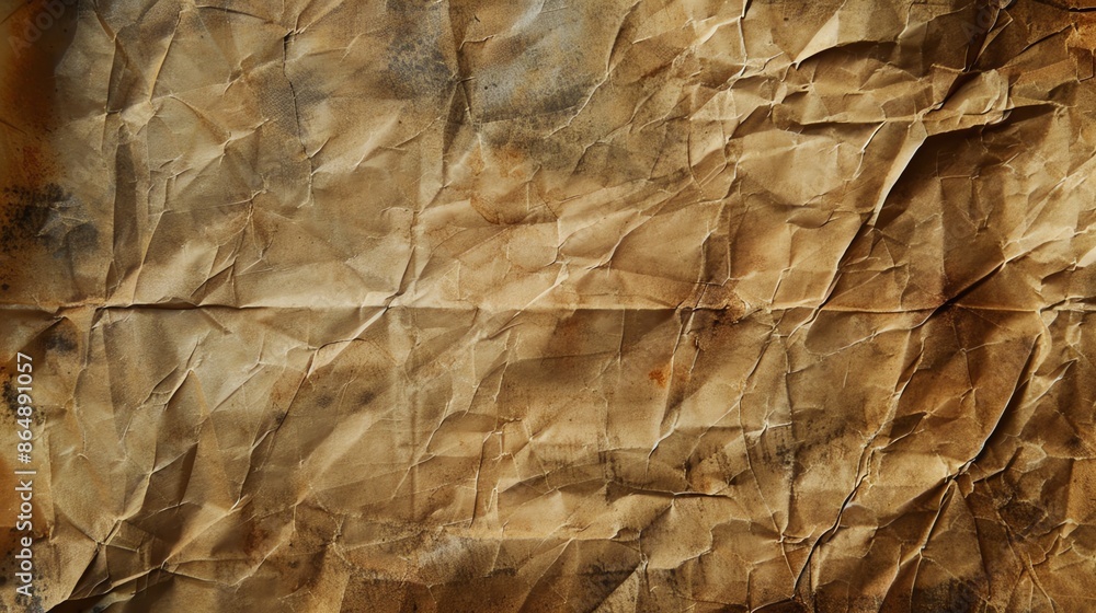 Close-up view of a sheet of dull and crumpled paper Close-up view of a sheet of dull and crumpled paper