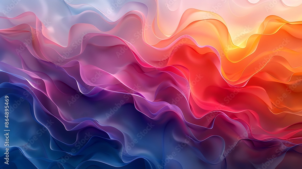 Abstract modern art mural, color gradient waves with smooth flowing waves of colors transitioning into each other, 16:9 aspect ratio.