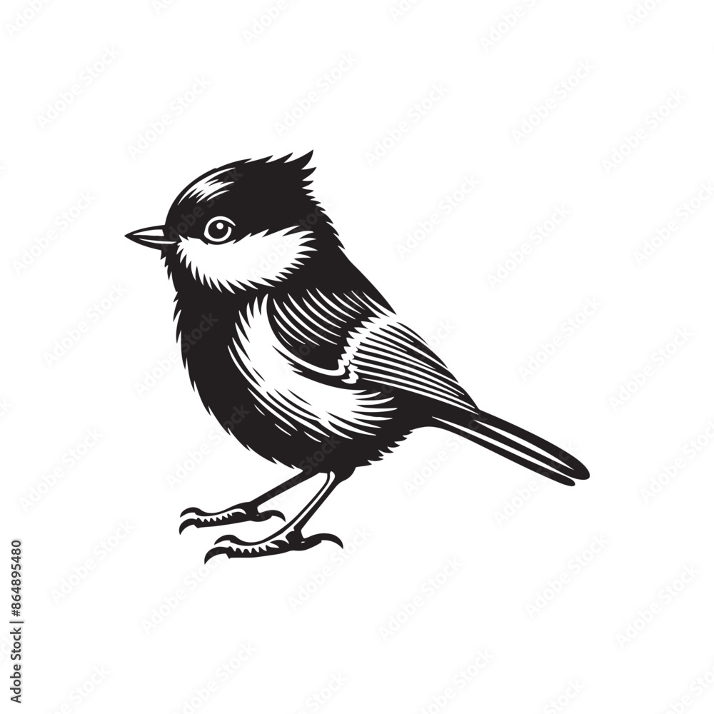 Naklejka premium Titmouse Bird Vector - Titmouse Bird Silhouette - Minimalist Titmouse Bird Design.