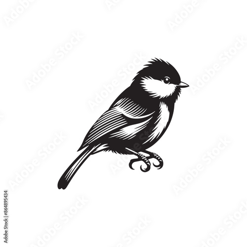 Titmouse Bird Vector - Titmouse Bird Silhouette - Minimalist Titmouse Bird Design.