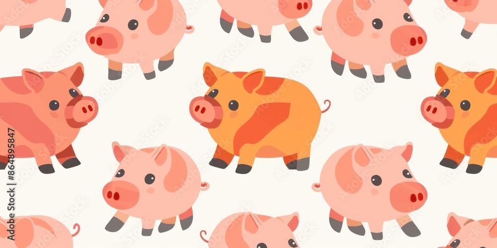 Colorful Piggy Bank Pattern Illustration Colorful Piggy Bank Pattern Illustration