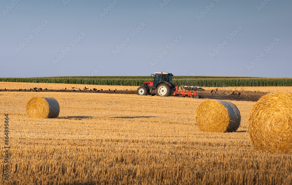 Fototapeta premium Tractor plowing