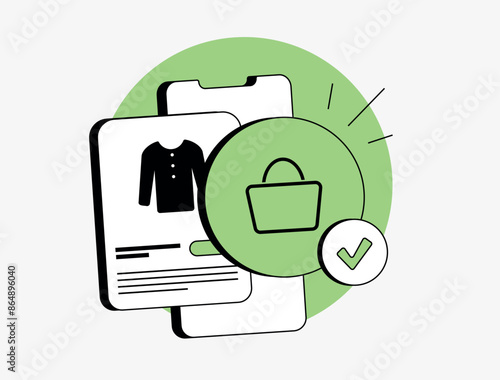 E-commerce checkout with shopping cart, order summary, secure payment gateway. Contactless and mobile checkout options for seamless online shopping experience. Isolated vector illustration with icons