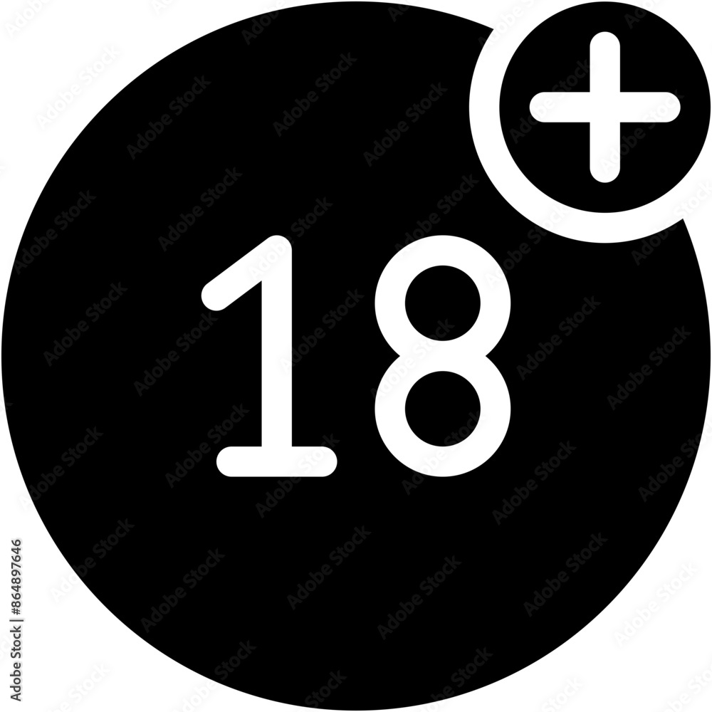 Vector Icon Age Limit, Adult, +18, Requirement, Sign, Above 18 Vector Icon Age Limit, Adult, +18, Requirement, Sign, Above 18