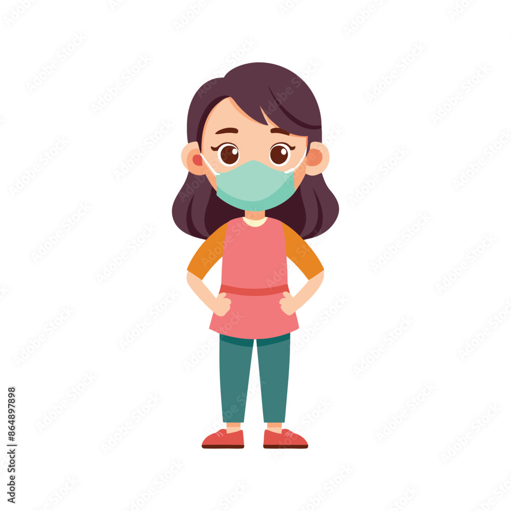 Attitude girl vector on mask with face Attitude girl vector on mask with face