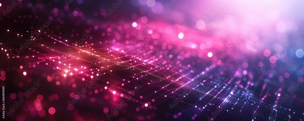Abstract Digital Network with Pink and Purple Lights and Bokeh Effect Banner. Abstract Digital Network with Pink and Purple Lights and Bokeh Effect Banner.