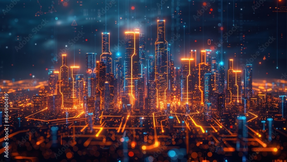 Futuristic Cityscape with Glowing Lines Futuristic Cityscape with Glowing Lines