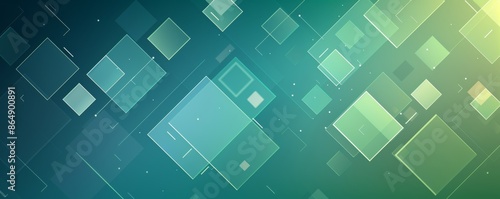 Abstract geometric background with green and blue squares and rectangles