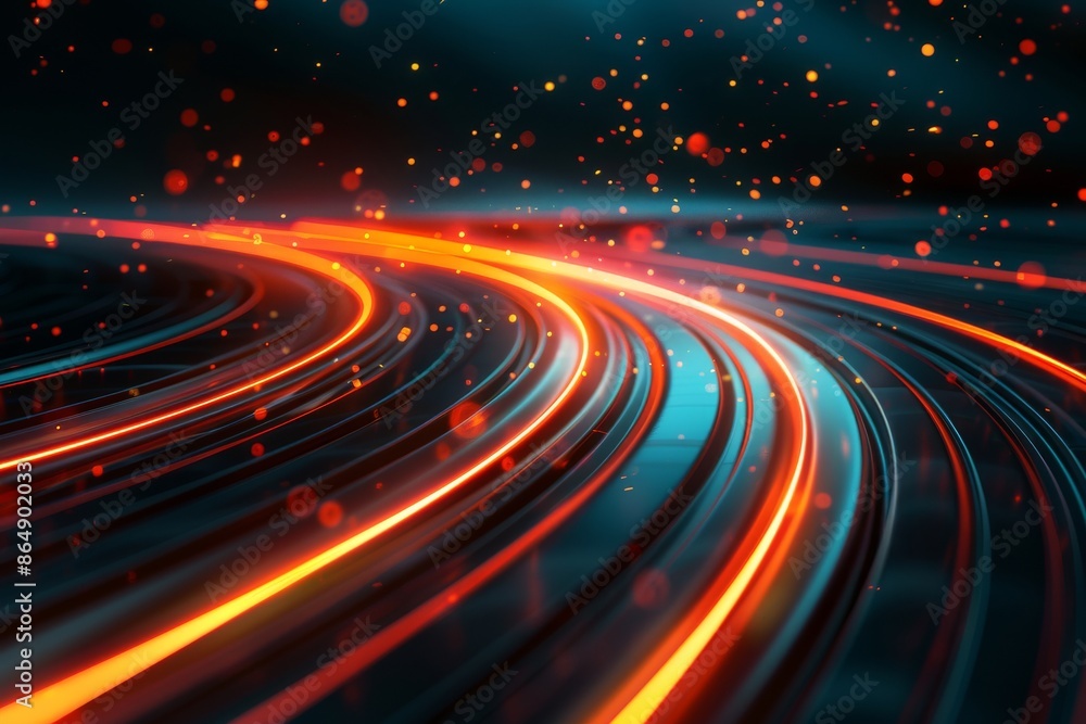 Light trails flowing and glowing in a circular motion on dark background