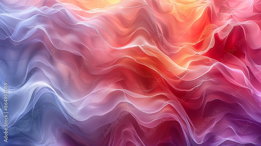 Fototapeta premium Abstract mural with color gradient waves, smooth flowing waves of colors transitioning into each other, modern art style, 16:9 ratio.