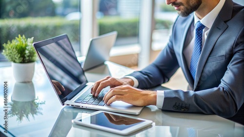 businessman working on laptop computer