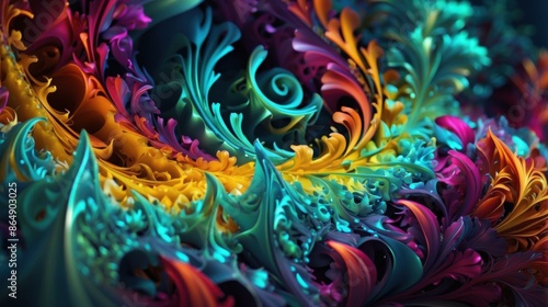 A close up of a colorful swirl pattern on top of each other. AI. © serg3d