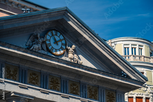 Historic city of Trieste. Between ancient buildings and reflections on the sea. Autumn day and celebration of the Barcolana International Regatta.