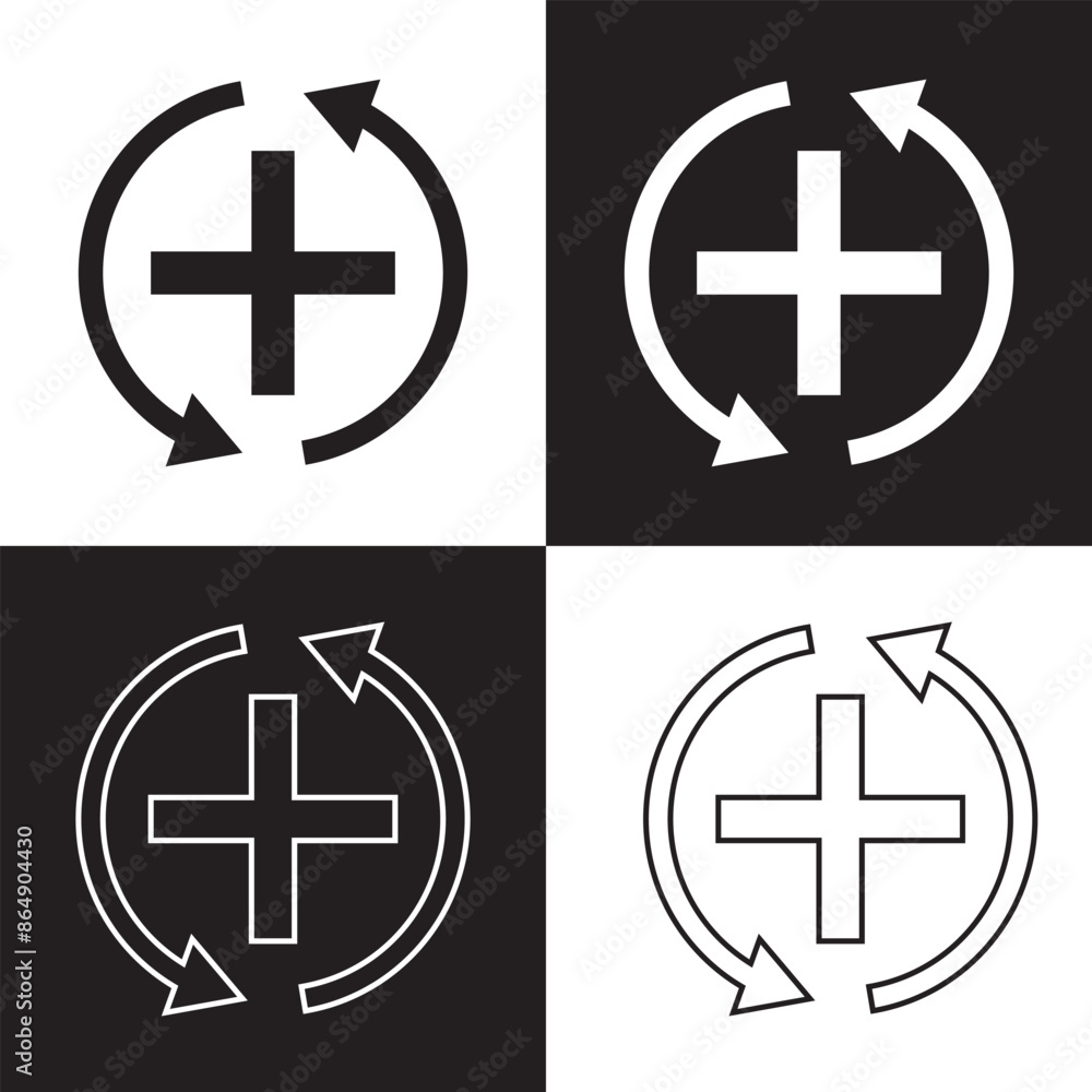Health recovery flat vector icons. isolated on white and black background. EPS 10 Health recovery flat vector icons. isolated on white and black background. EPS 10