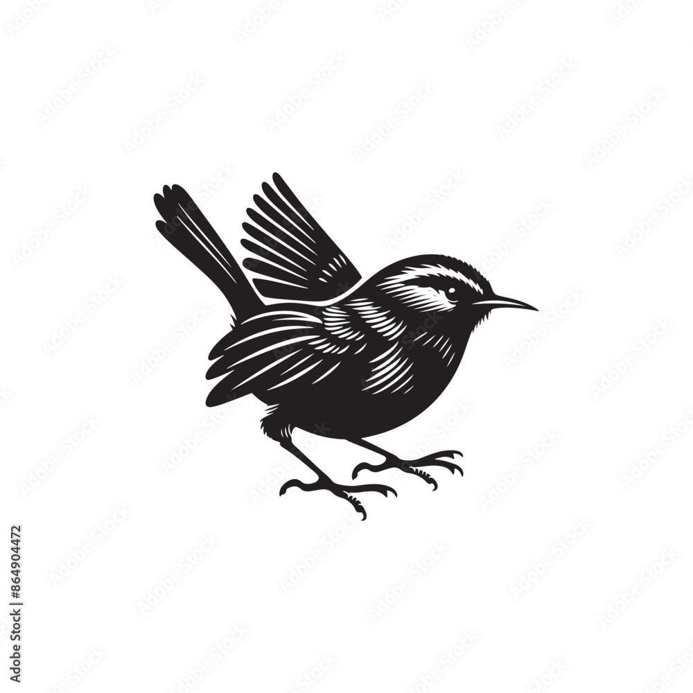 Wren Bird Vector Silhouette - Minimalist Wren Bird Design - Wren Bird Illustration. Wren Bird Vector Silhouette - Minimalist Wren Bird Design - Wren Bird Illustration.