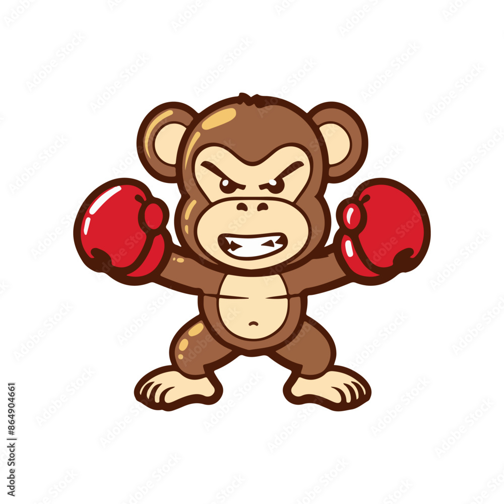 Obraz premium monkey boxing gloves vector illustration
