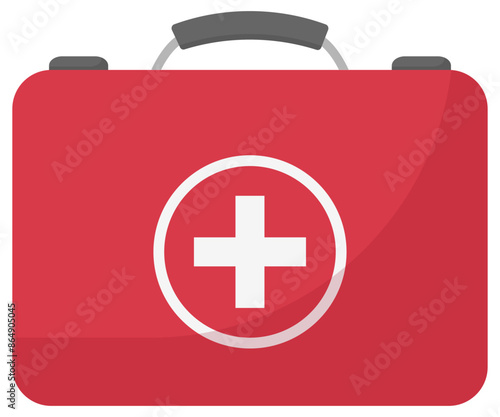 Flat icon of first aid kit box isolated white background.