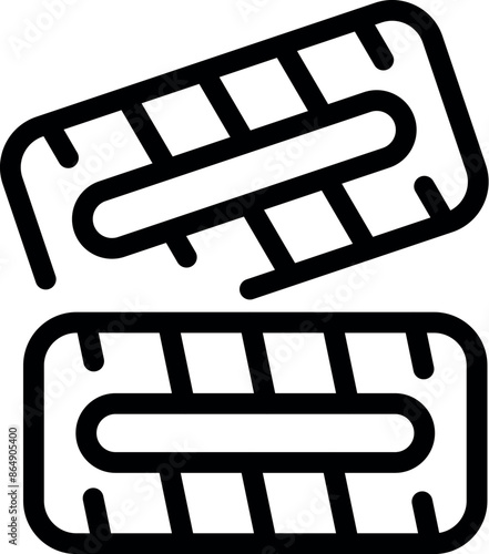 Simple black and white line drawing of two nicotine patches for helping people quit smoking