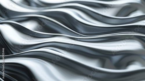 A shiny silver metallic fabric with a wave pattern background