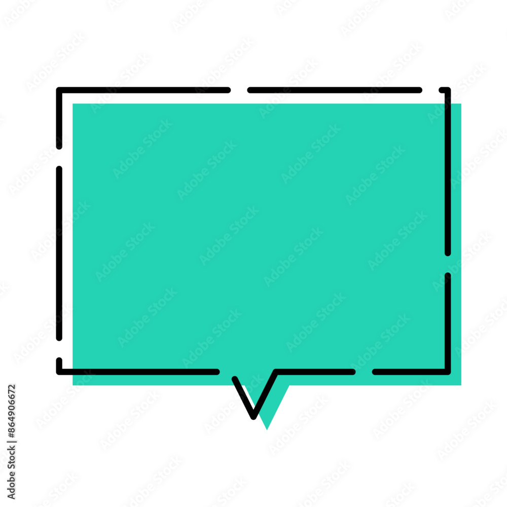 Obraz premium シンプルなふきだし 四角 破線色ずれ 水色