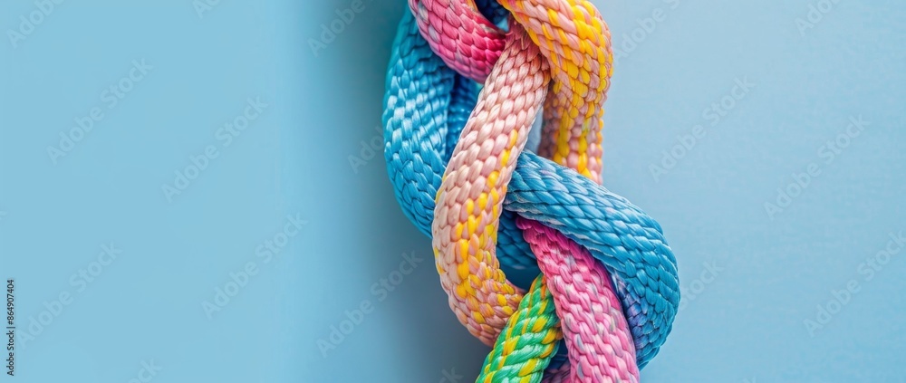 Illustration of a strong climbing knot tied with pastel-colored ropes on a clean white background This detailed image showcases the artistry and functionality of knot tying in a visually appealing man Illustration of a strong climbing knot tied with pastel-colored ropes on a clean white background This detailed image showcases the artistry and functionality of knot tying in a visually appealing man