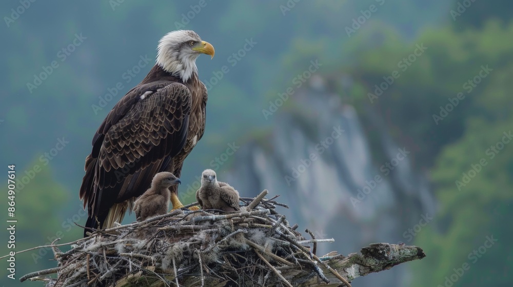 Fototapeta premium The eagle flies from the nest