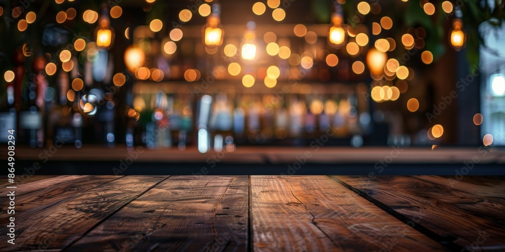 Vibrant Neon Lit Bar Scene with Rustic Table Top Vibrant Neon Lit Bar Scene with Rustic Table Top
