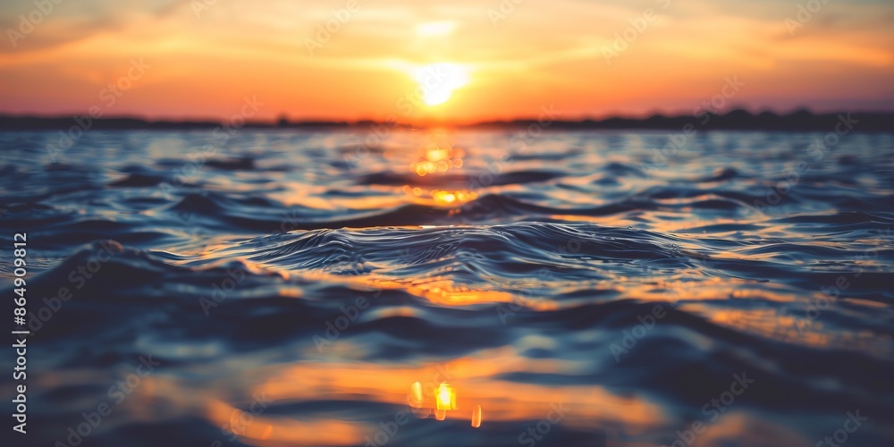 Vivid sunset over a tranquil ocean, with warm colors reflecting on gentle waves, creating a serene and peaceful atmosphere. Vivid sunset over a tranquil ocean, with warm colors reflecting on gentle waves, creating a serene and peaceful atmosphere.